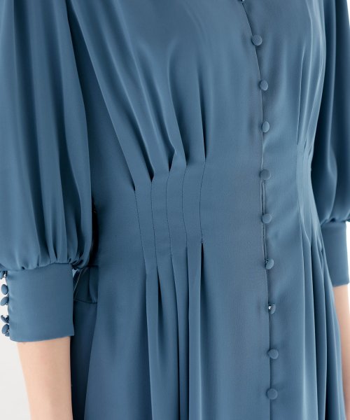 背面シャーリングリボンワンピース 結婚式 パーティードレス 結婚式