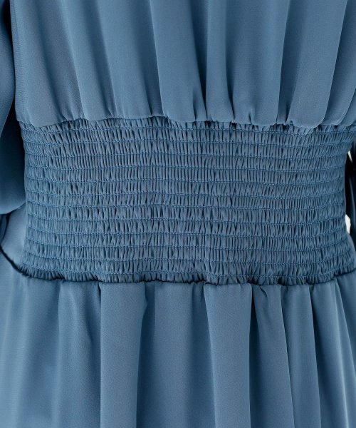 背面シャーリングリボンワンピース 結婚式 パーティードレス 結婚式