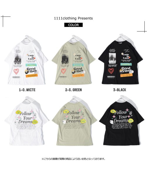 1111clothing(ワンフォークロージング)/◆レトロポップ ビッグTシャツ◆ tシャツ メンズ tシャツ レディース 半袖tシャツ 半袖 トップス ビッグt 綿100% ビッグシルエット 白 黒 グリーン/img02