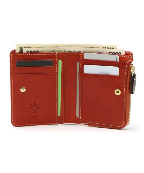 アルベロ 財布 ALBERO 二つ折り 二つ折り財布 PIERROT ピエロ 小銭入れ 縦型 薄い 本革 革 レザー レディース 6434 
