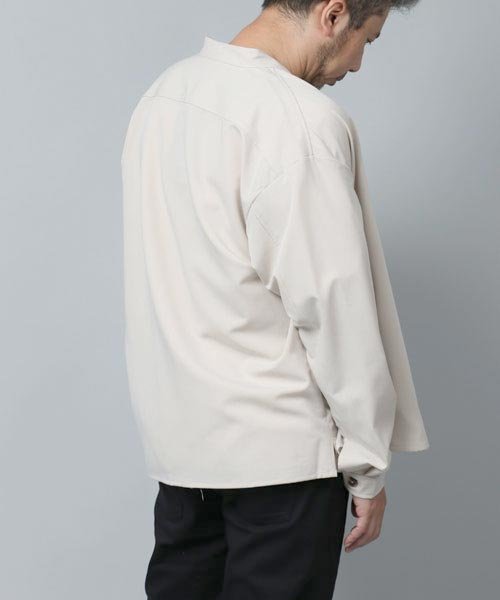 marukawa shonan(marukawa shonan)/バンドカラーシャツアウター シャツジャケット 羽織り 羽織　シャツ シンプル ライトアウター バンドカラー/img02