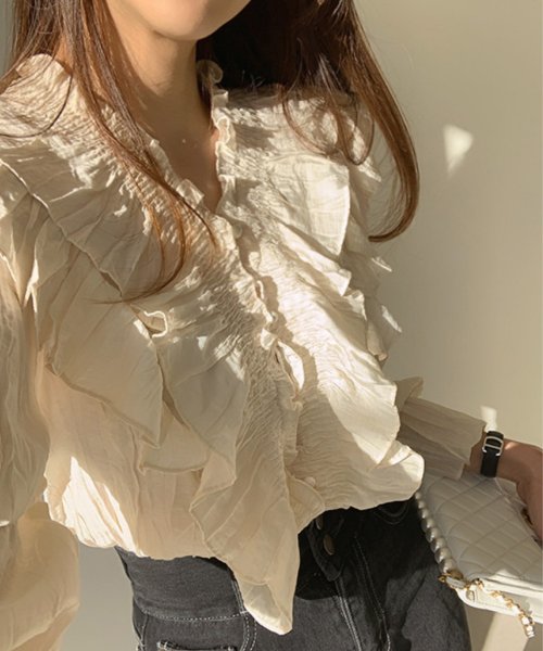 aimoha(aimoha（アイモハ）)/【Jasmine Grandiflorum】フリル長袖ブラウス 韓国ファッション/img14