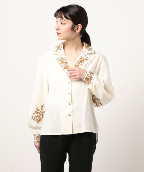 aimoha(aimoha（アイモハ）)/【Jasmine Grandiflorum】ゴールド刺繍開襟ブラウス 韓国ファッション/img10
