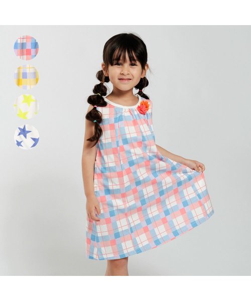 子供服 Moujonjon ムージョンジョン チェック 星柄ノースリーブワンピース 90cm 140cm M ムージョンジョン Moujonjon Magaseek