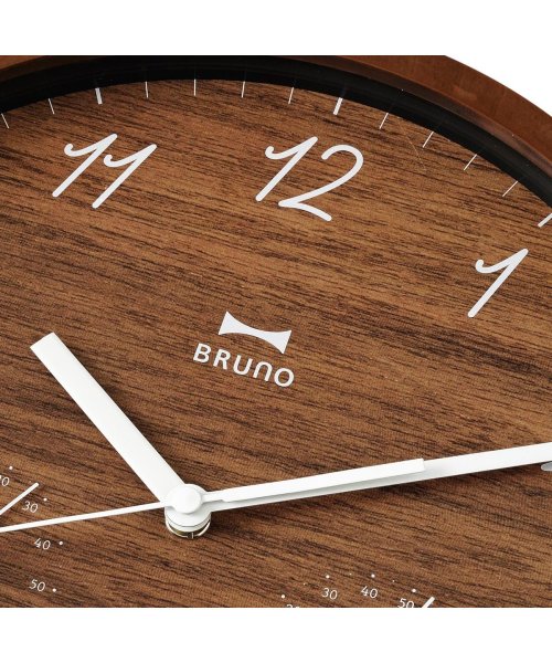 BRUNO(ブルーノ)/BRUNO ブルーノ 掛け時計 ウッドウォールクロック 壁掛け 北欧 モダン アナログ ラウンド型 丸 ウッド 木製 シンプル インテリア 温度計 湿度計 ベー/img08