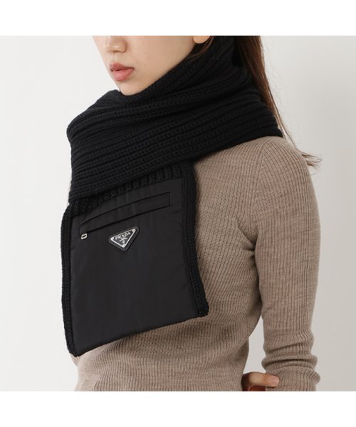 セール プラダ マフラー リナイロン トライアングルロゴ ブラック メンズ レディース Prada Ums354 1wto 2 F0002 プラダ Prada Magaseek