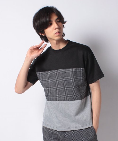 JEANS MATE(ジーンズメイト)/【WISDOM】切替柄 半袖Tシャツ＆ショートパンツ 上下組　ワンマイルウェア　ルームウェア/img11