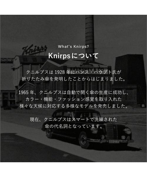 Knirps(クニルプス)/ クニルプス Knirps 折りたたみ傘 折り畳み傘 軽量 コンパクト メンズ レディース 雨傘 58cm 8本骨 ワンタッチ 自動開閉 かさ T.320 ブラ/img01