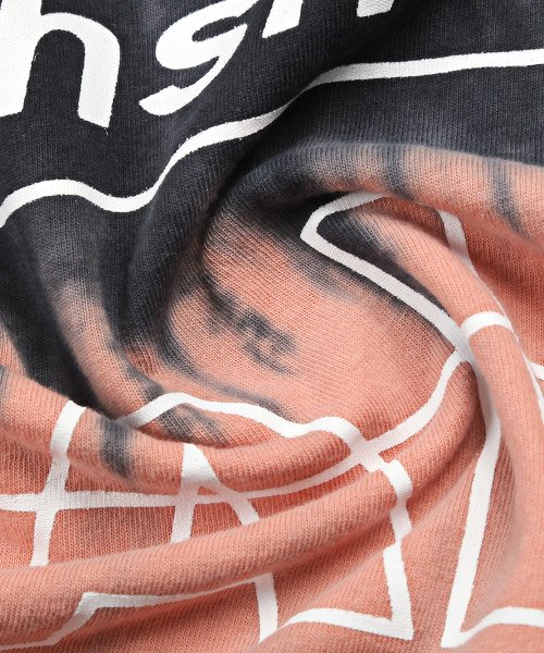LUXSTYLE(ラグスタイル)/米綿ビッグボーダー染めプリントTシャツ/Tシャツ メンズ 半袖 ビッグシルエット ボーダー染め ロゴ/img15