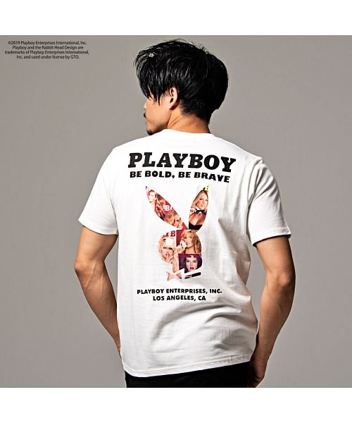 Playboy ガールズロゴシルエットプリントクルーネック半袖ポケットtシャツ プレイボーイ メンズ ブランド プリント コットン プレイボーイ Playboy Magaseek
