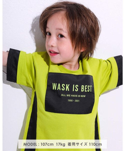 WASK(ワスク)/ナイロン ロゴ パッチ レーヤード 天竺 ビッグ 半袖 Tシャツ (100~16/img01