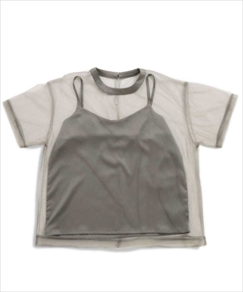 AULI(アウリィ)/【低身長向けサイズ】チュールTシャツ+キャミソールセット/img14