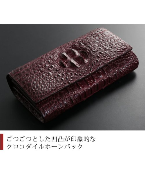 sankyoshokai(サンキョウショウカイ)/クロコダイルレザーホーンバック長財布フラップ式/img02