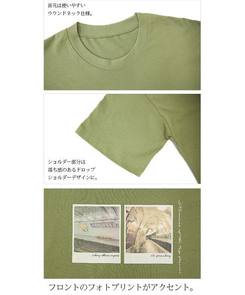 and it_(アンドイット)/カットソー 半袖 レディース フォトプリントチュニックTシャツ【M】【L】トップス 春夏 オフホワイト 白 ブラック 黒 ライトモカ ブルーグレー ダークオリー/img16