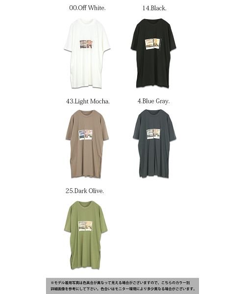 and it_(アンドイット)/カットソー 半袖 レディース フォトプリントチュニックTシャツ【M】【L】トップス 春夏 オフホワイト 白 ブラック 黒 ライトモカ ブルーグレー ダークオリー/img21