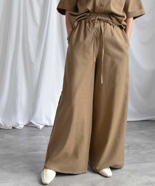 ARGO TOKYO(アルゴトウキョウ)/Cotton linen wide pants 22021　コットンリネンワイドパンツ　リネンパンツ　リネンワイドパンツ　ボトムス　イージーパンツ　ウエストゴム/img23