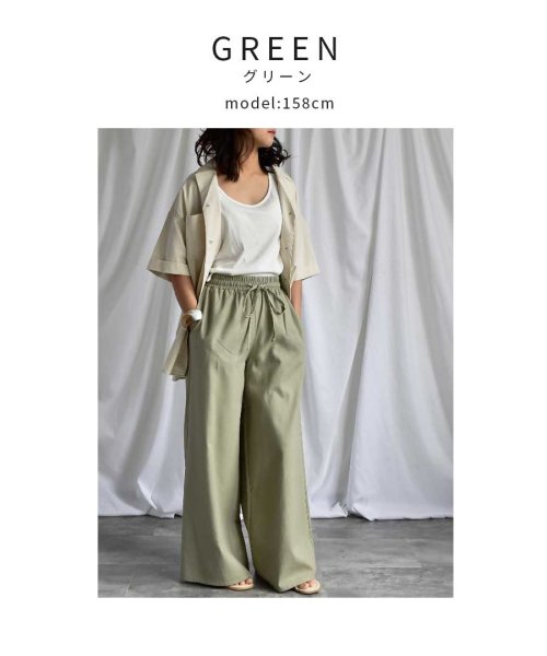 ARGO TOKYO(アルゴトウキョウ)/Cotton linen wide pants 22021　コットンリネンワイドパンツ　リネンパンツ　リネンワイドパンツ　ボトムス　イージーパンツ　ウエストゴム/img29