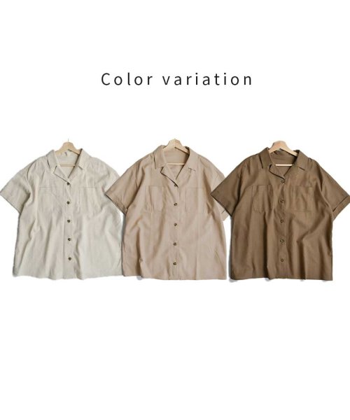 ARGO TOKYO(アルゴトウキョウ)/Cotton linen open collar shirt 23021　コットンリネンオープンカラーシャツ　トップス　シャツ　ブラウス　リネンシャツ　オープン/img07