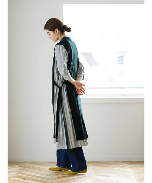 Set ニットベスト チェック柄シャツワンピース コエ Koe Magaseek Set ニットベスト チェック柄シャツワンピース コエ Koe Magaseek