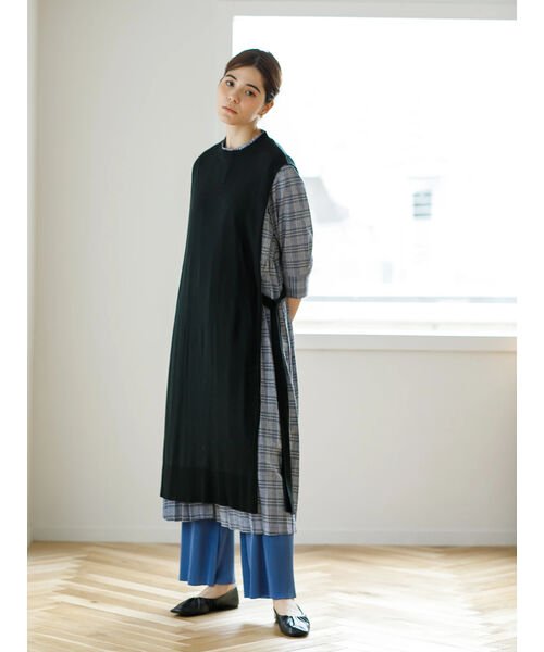 Set ニットベスト チェック柄シャツワンピース コエ Koe Magaseek Set ニットベスト チェック柄シャツワンピース コエ Koe Magaseek