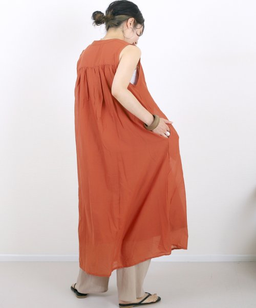 綿ローンスタンドカラーロングワンピース Aletta Vita Aletta Vita Magaseek