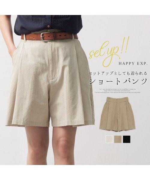 HAPPY EXP(HAPPY急便　by　VERITA．JP)/リネンタッチタックショートパンツ/img01