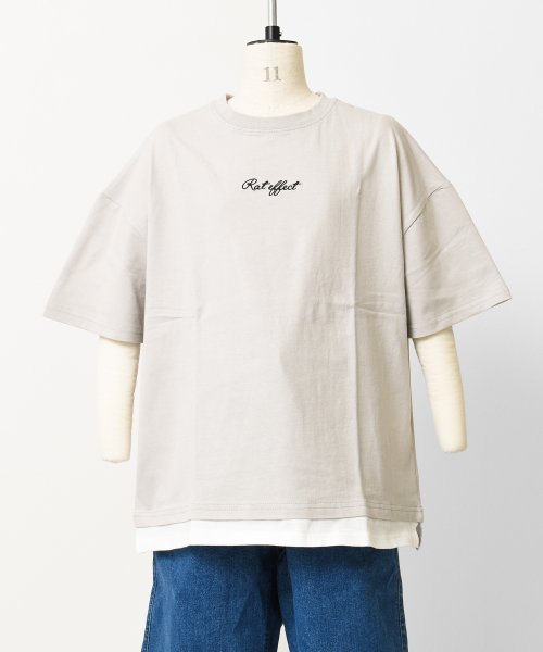 RAT EFFECT(ラット エフェクト)/裾レイヤードロゴ刺繍Tシャツ/img08
