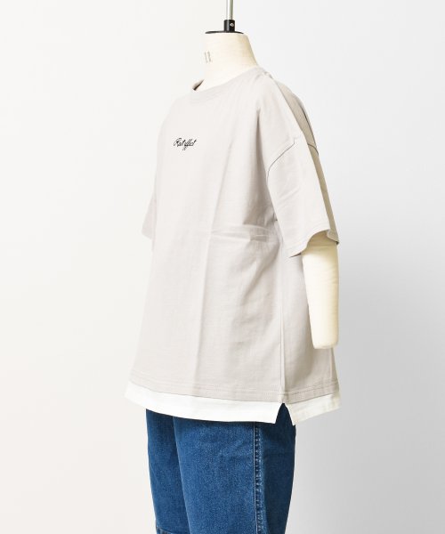 RAT EFFECT(ラット エフェクト)/裾レイヤードロゴ刺繍Tシャツ/img09