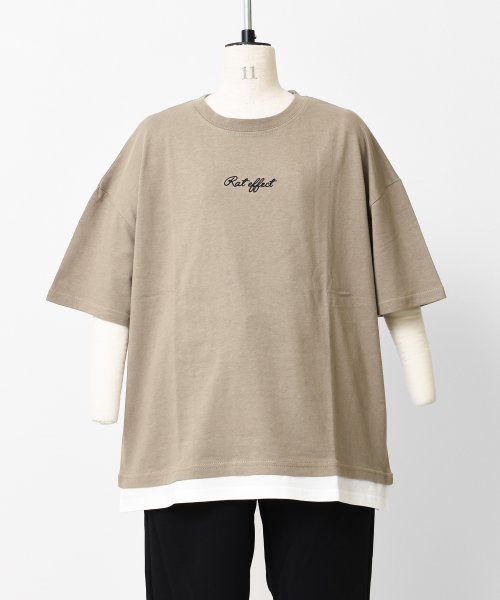 RAT EFFECT(ラット エフェクト)/裾レイヤードロゴ刺繍Tシャツ/img10