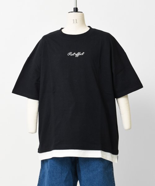 RAT EFFECT(ラット エフェクト)/裾レイヤードロゴ刺繍Tシャツ/img12