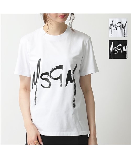 MSGM(MSGM)/【MSGM(エムエスジーエム)】2841 MDM74 半袖 Tシャツ カットソー クルーネック ペイントロゴ 丸首 レディース/img02