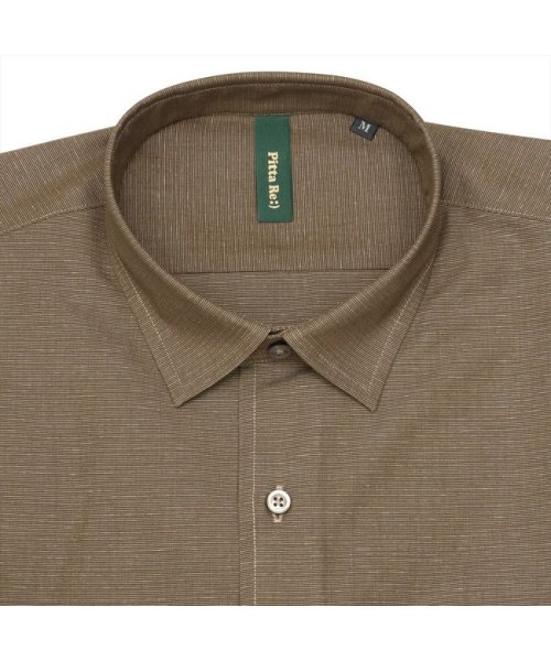 Pitta Re:)(ピッタリ)/形態安定 ワイド衿 ラウンドテール 和紙混 半袖シャツ/img03