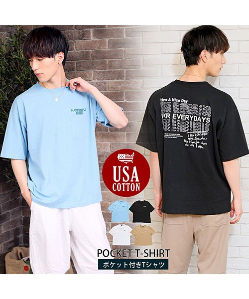TopIsm(トップイズム)/USAコットン 綿100％ ポケット付き 半袖 Tシャツ/img02