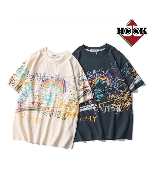 HOOK(HOOK（フック）)/HOOK 落書き風デザインビッグTシャツ オーバーサイズ/img01