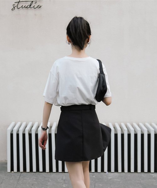 aimoha(aimoha（アイモハ）)/ベルト付きデザインミニスカート 韓国ファッション/img02
