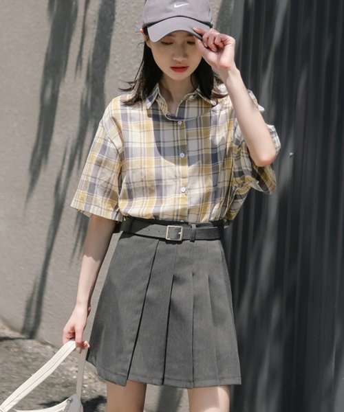 aimoha(aimoha（アイモハ）)/ベルト付きデザインミニスカート 韓国ファッション/img07