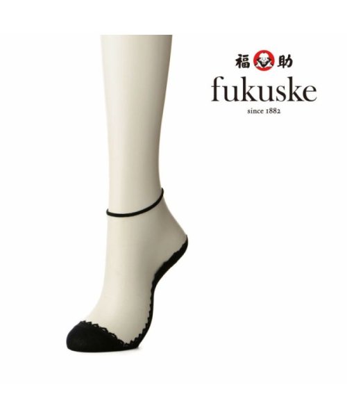 fukuske(フクスケ)/福助 公式 レディース fukuske 縁取りテグス クルー丈ソックス/img01