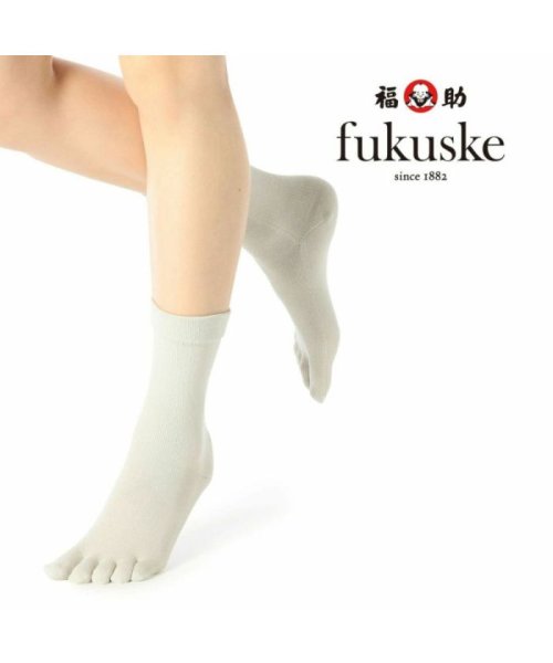 fukuske(フクスケ)/福助 公式 レディース 靴下 fukuske 裏シルク 5本指 クルー丈 ソックス/img01