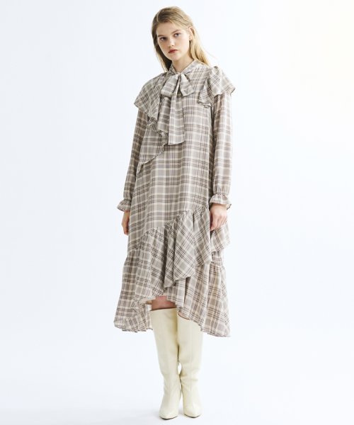 フリルチェックワンピース ランバンオンブルー Lanvin En Bleu Magaseek