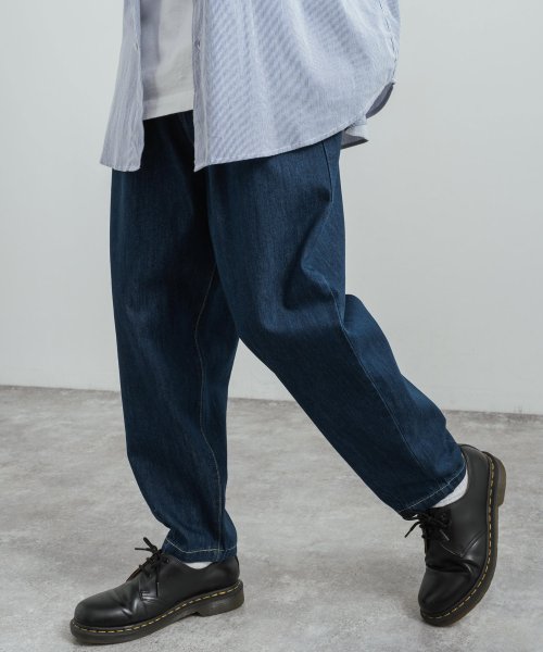 クーポン開催中 バルーンパンツ デニム コクーンパンツ メンズ ワイド バギー テーパード ジーンズ ジーパン タック ウエストゴム ゆるパン ルーズ ゆったり リラックス ス ロッキーモンロー Rocky Monroe Magaseek