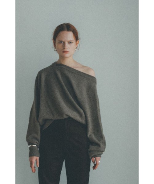 CLANE(クラネ)/DEFORM BOAT NECK YAK KNIT TOPS/img06