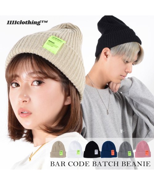 1111clothing(ワンフォークロージング)/◆バーコードバッチ ビーニー◆ ニット帽 メンズ おしゃれ ニット帽 レディース ニットキャップ 帽子 かわいい 可愛い お洒落 韓国ファッション 夏 秋 春 /img14