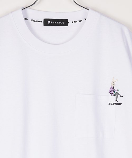 Amerikaya(Amerikaya)/【アメリカ屋】【WEB限定】【PLAYBOY】 プレイボーイ フウセン&ポケット 刺繍 半袖 Tシャツ    /img02