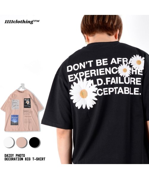 1111clothing(ワンフォークロージング)/◆デイジーフォト デコレーション ビッグTシャツ◆ tシャツ メンズ ビッグt レディース 半袖tシャツ ビッグシルエット トップス プリントtシャツ 綿100/img01