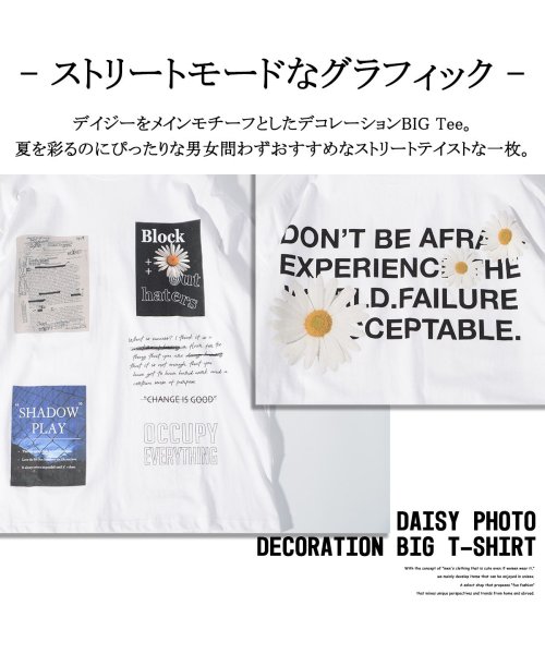 1111clothing(ワンフォークロージング)/◆デイジーフォト デコレーション ビッグTシャツ◆ tシャツ メンズ ビッグt レディース 半袖tシャツ ビッグシルエット トップス プリントtシャツ 綿100/img06