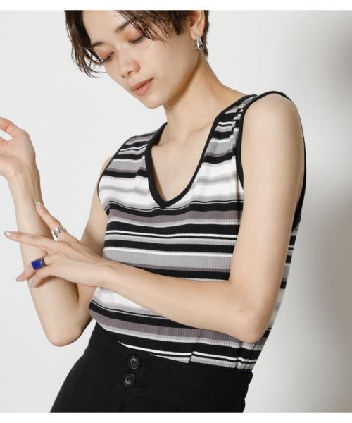 AZUL by moussy(アズールバイマウジー)/2WAY LACE UP RIB TANK/img02