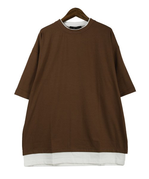 LUXSTYLE(ラグスタイル)/フェイクレイヤードBIGTシャツ/Tシャツ メンズ 半袖 5分袖 ビッグシルエット フェイクレイヤード 無地/img15