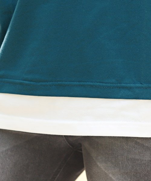 LUXSTYLE(ラグスタイル)/フェイクレイヤードBIGTシャツ/Tシャツ メンズ 半袖 5分袖 ビッグシルエット フェイクレイヤード 無地/img21
