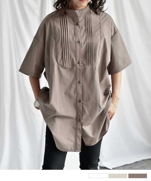 ARGO TOKYO(アルゴトウキョウ)/Pin tuck stand collar blouse 23022 ピンタックスタンドカラーブラウス　スタンドカラー　ブラウス　シャツ　ピンタックシャツ　スタ/img01