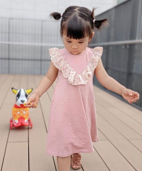 セール 90 130cm 異素材フリルaラインワンピース シューラルーキッズ Shoo La Rue Kids Magaseek